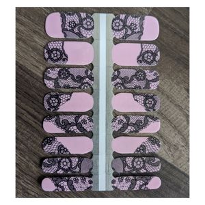 Nail Wraps - Pink and Black Lace